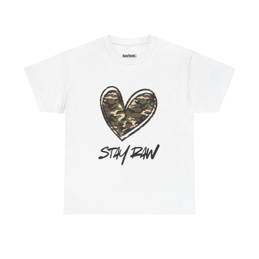Stay Raw T-Shirt With Camo Heart